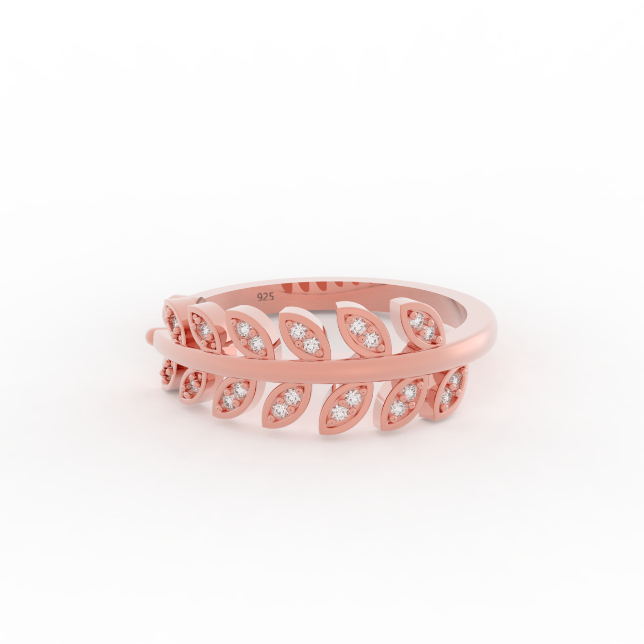 Desiring Leaf Pattern Open Ring – Hallmarked 925 Sterling Silver Rose Gold Plated | Elegant & Stylish Jewelry